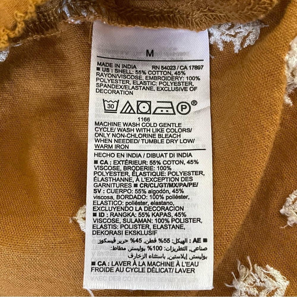 Old Navy Brown Smocked Puff Sleeve Top Sz-M - Picture 7 of 10